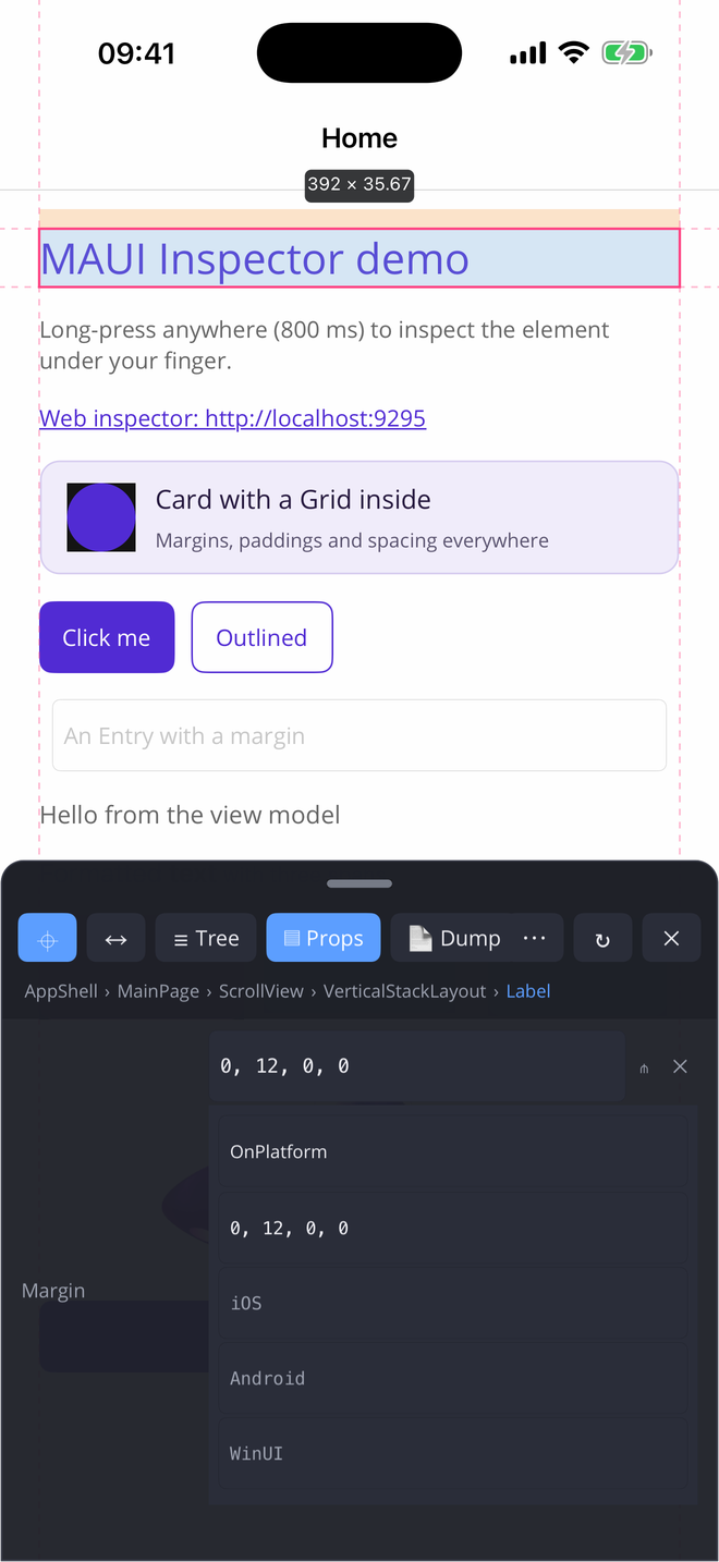 OnPlatform editor on the device