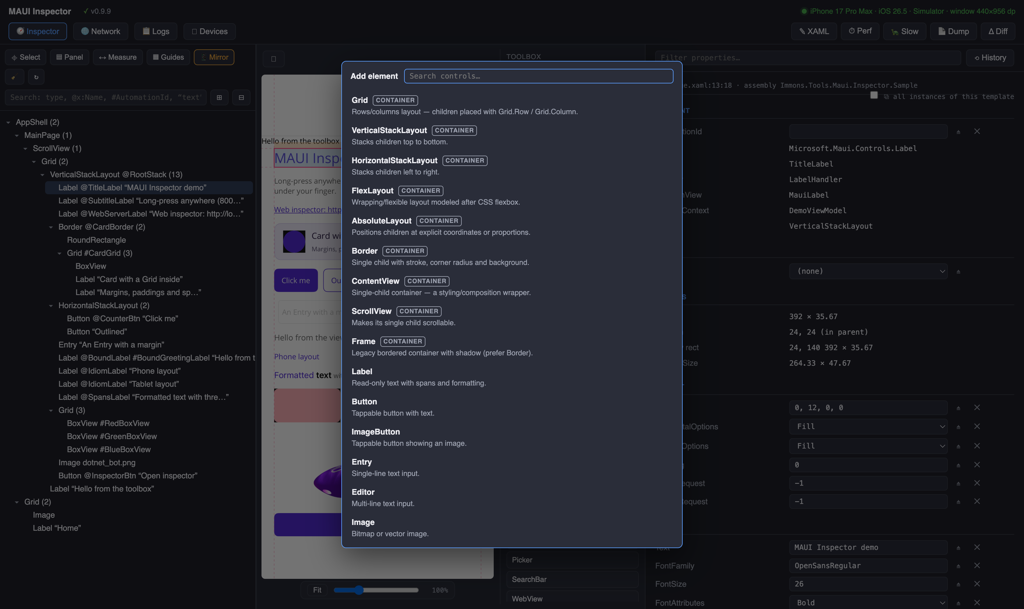 Add element catalog