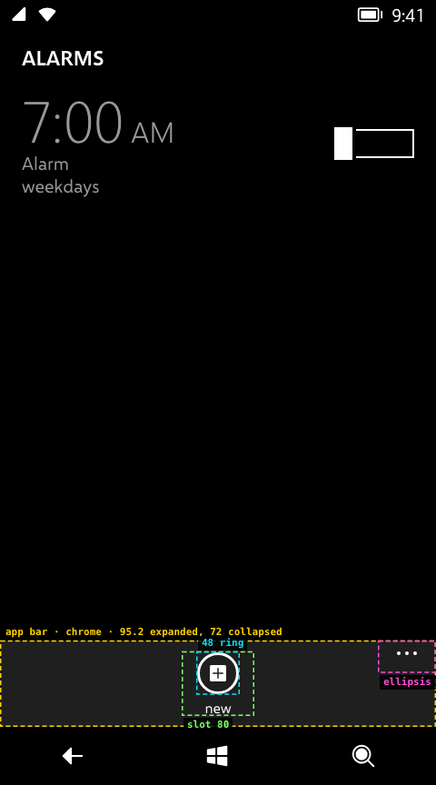 App bar measurements