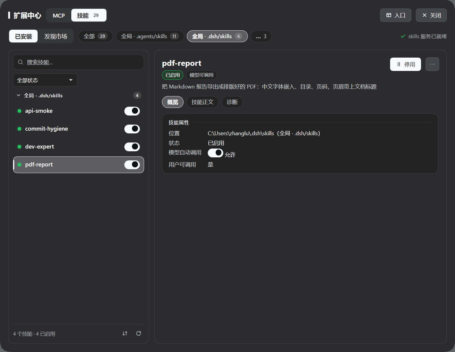 技能面板