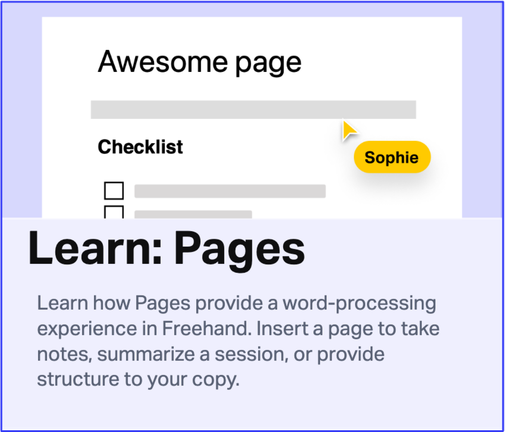 Template to learn how to use Pages in Freehand