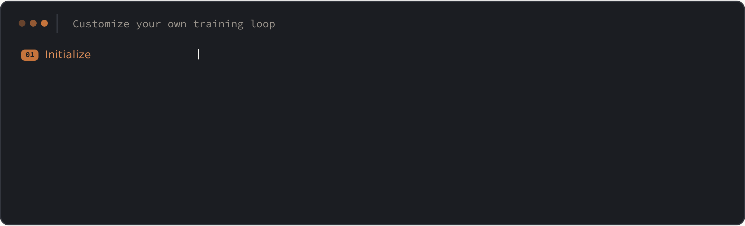 Training pseudocode: initialize the adapter, run and judge tasks, call evolver.step, check and commit the proposal, then finalize.