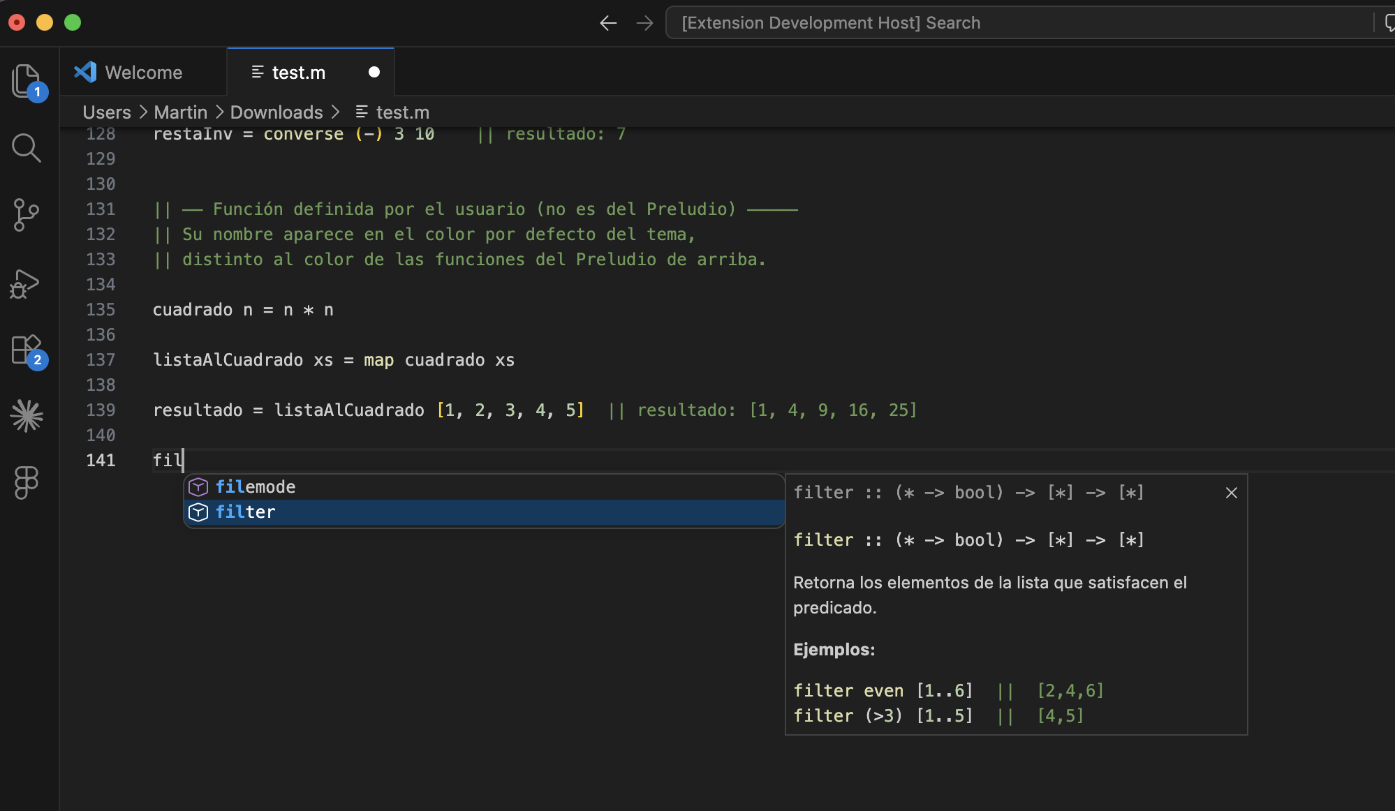 Autocompletion with documentation