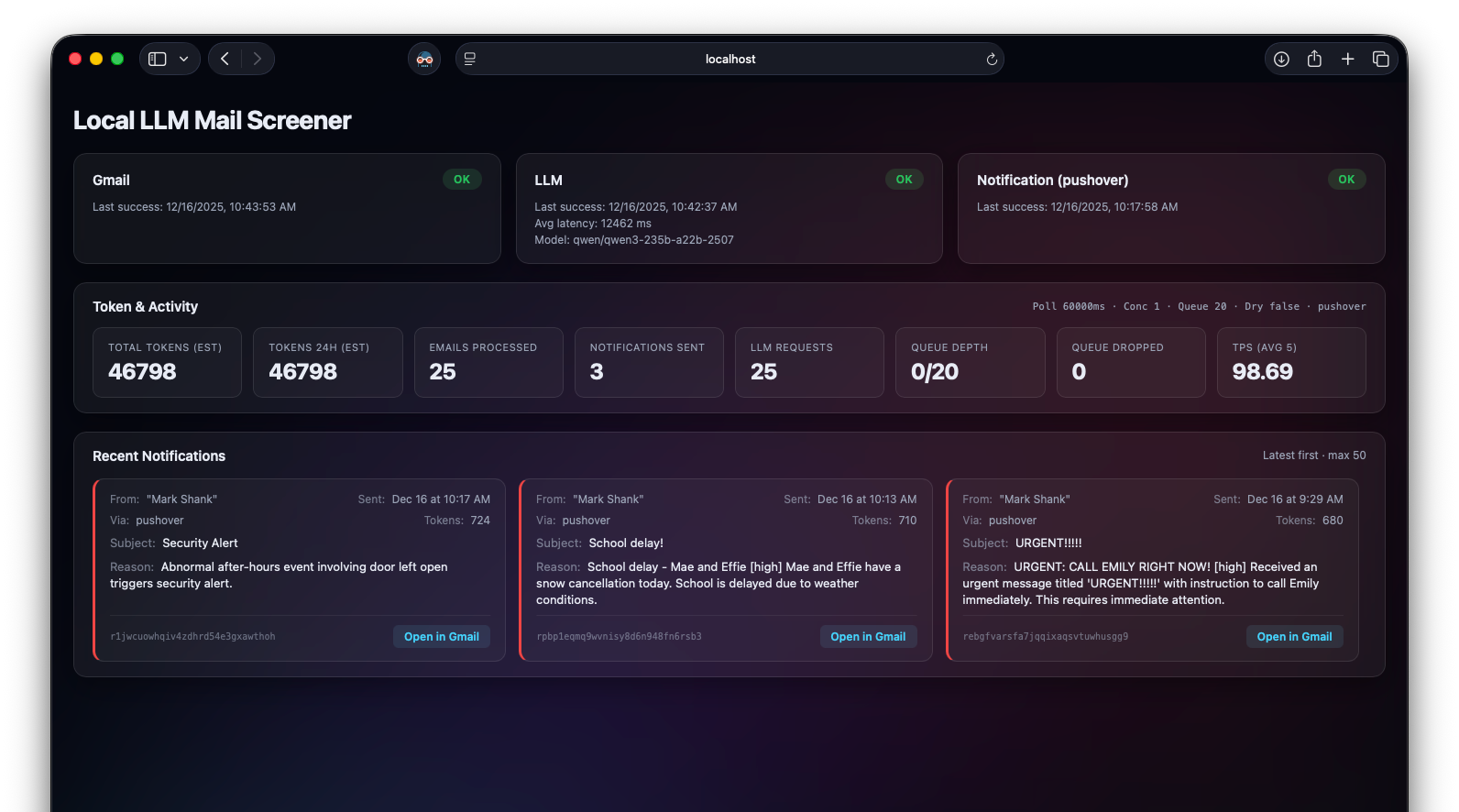 Dashboard UI Screenshot