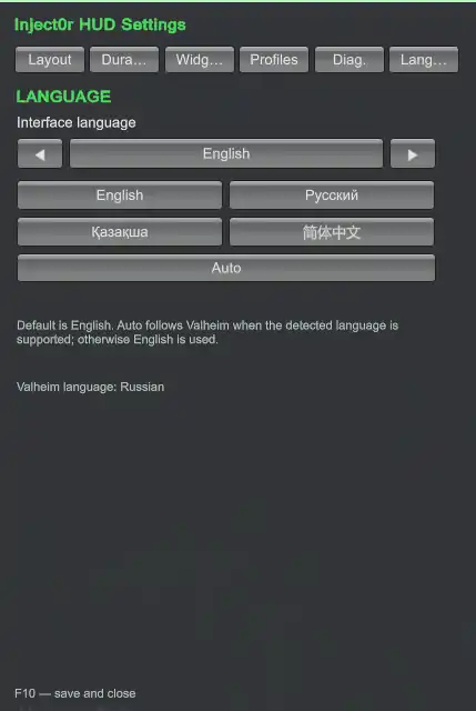 Language settings