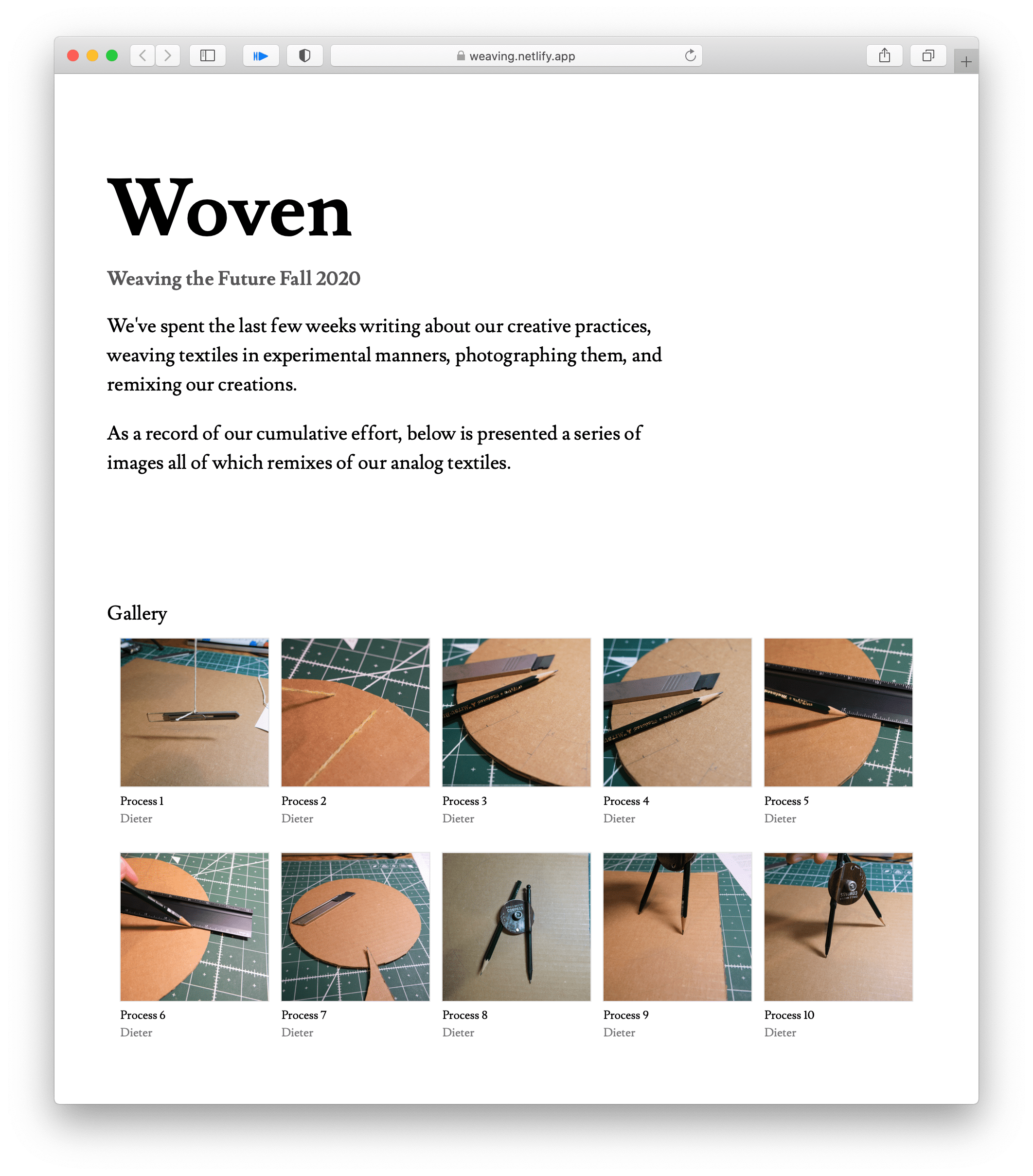 a screenshot of the woven website