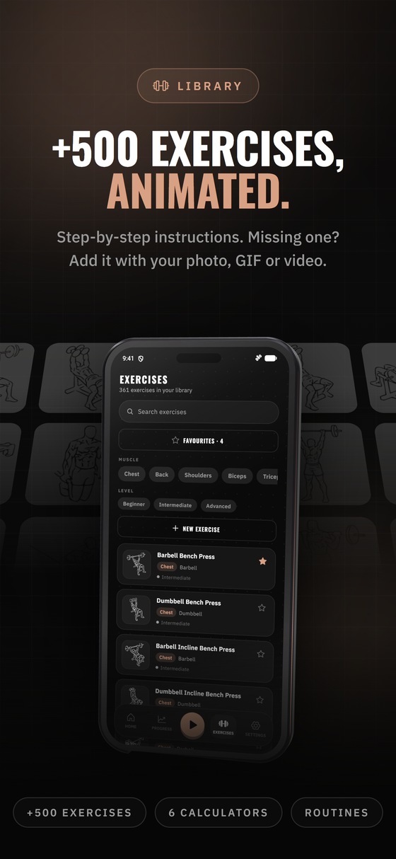 500+ exercises with animations