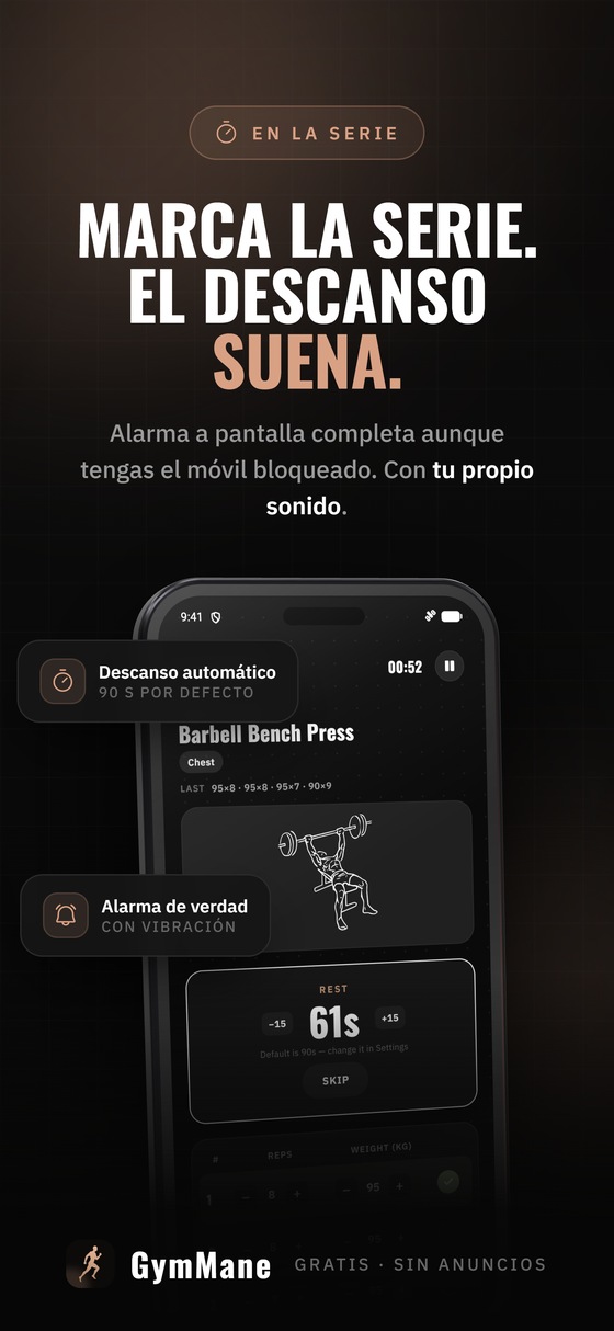 Marca la serie y el descanso suena solo