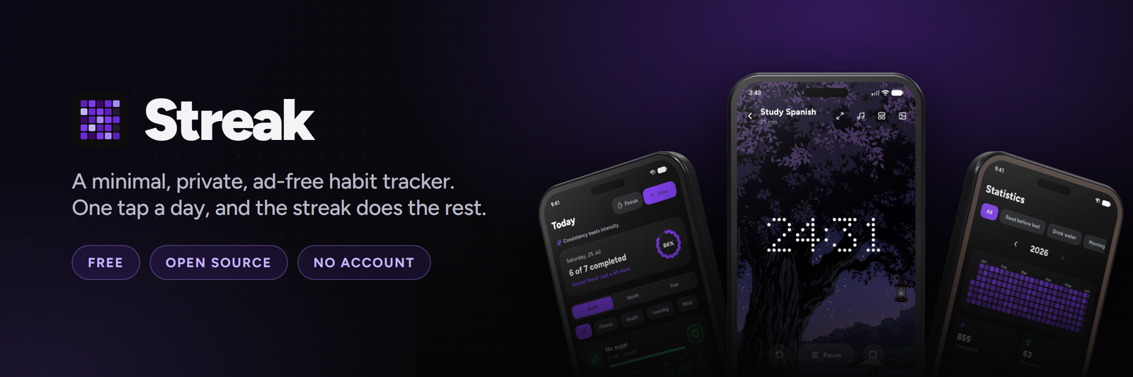 Streak, a minimal, private, ad-free habit tracker