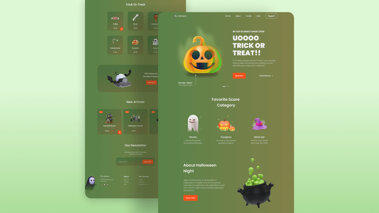 Create a Responsive Halloween website Design using HTML, CSS and JavaScript 🎃