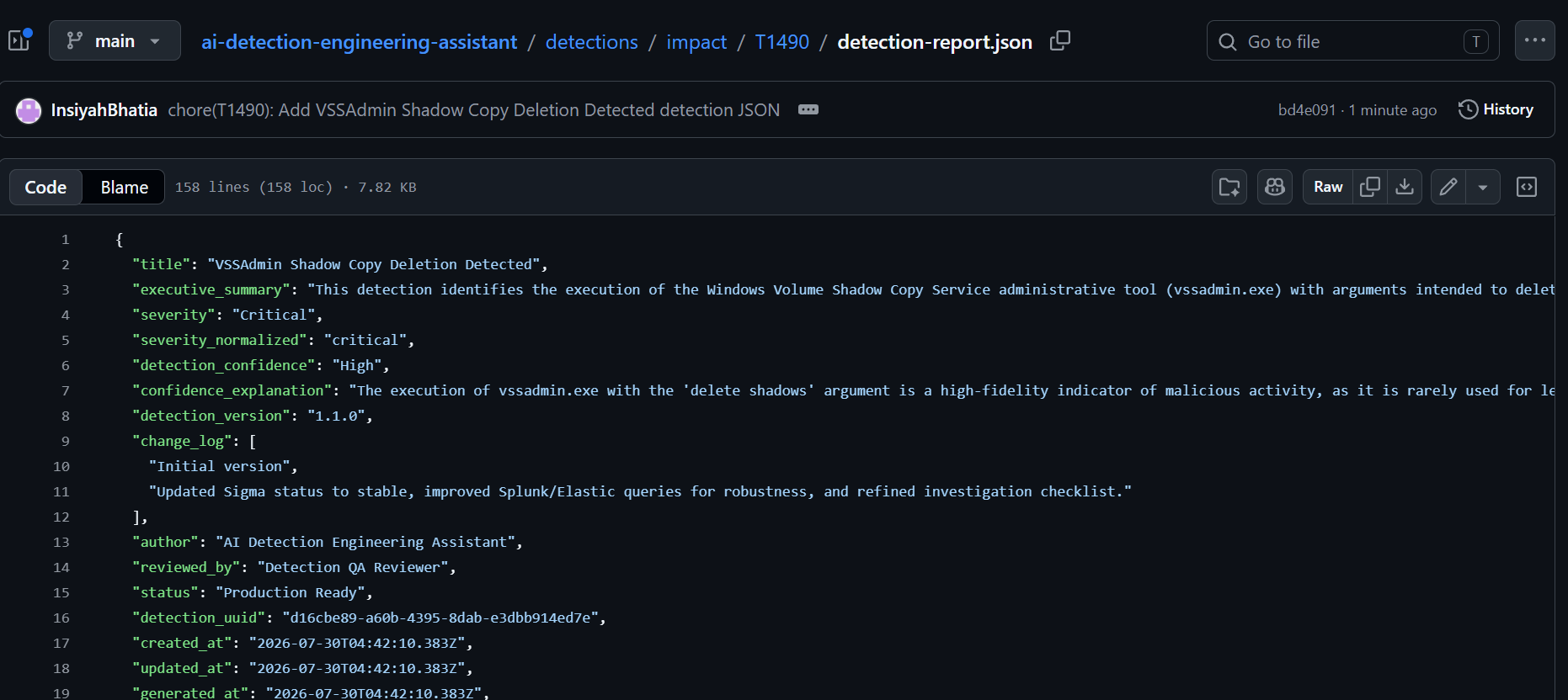 Generated JSON Detection Package