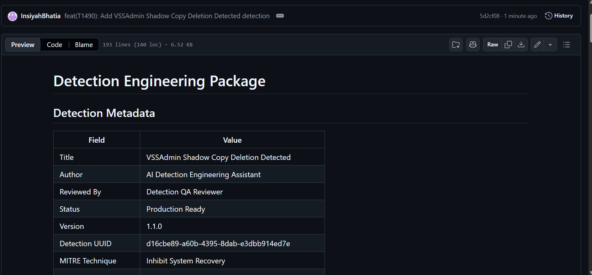 Generated Markdown Detection Report