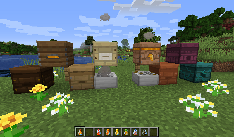 A screenshot showing the custom hives and flavored honeys