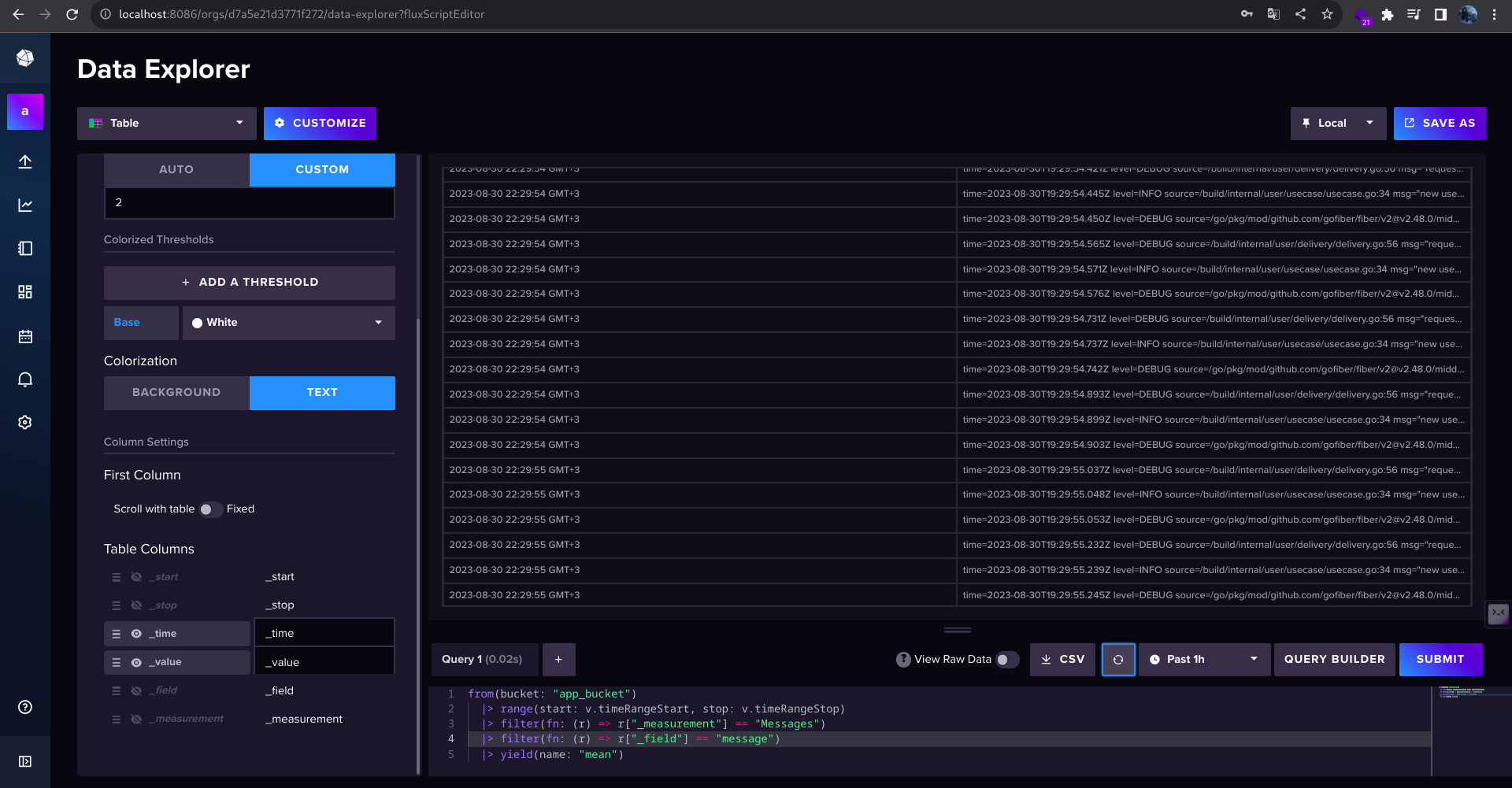 Логи в InfluxDB