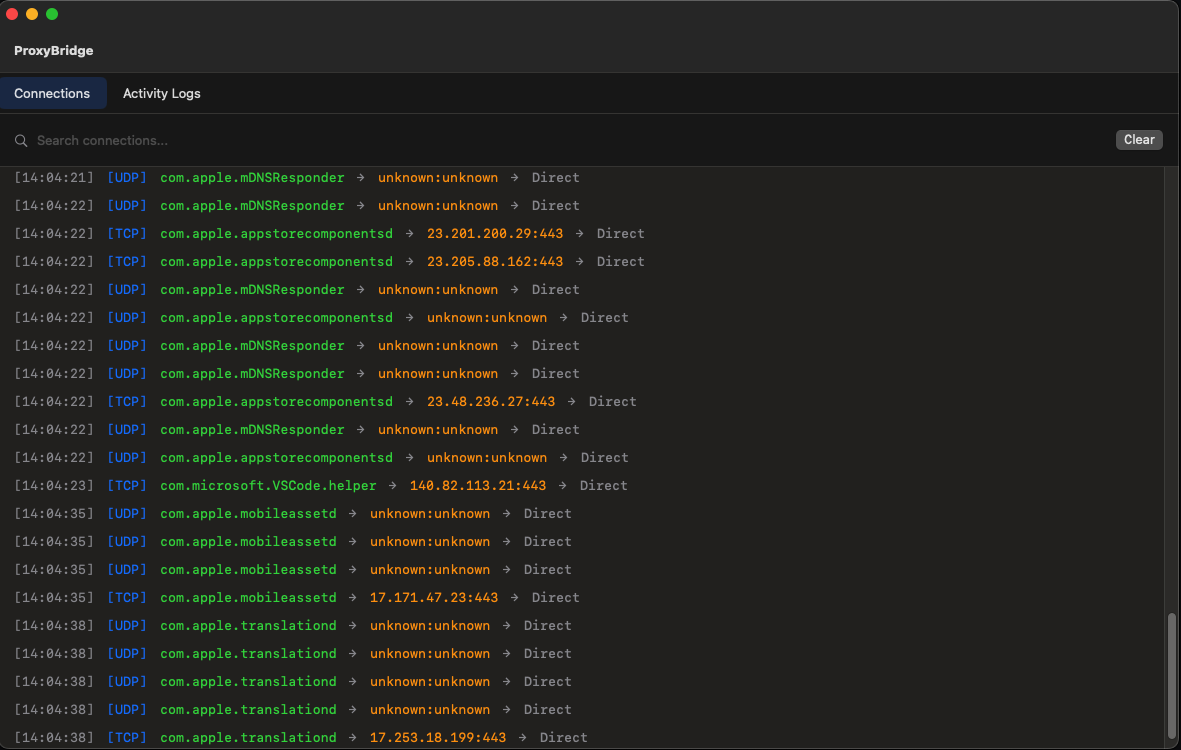 ProxyBridge macOS Main Interface