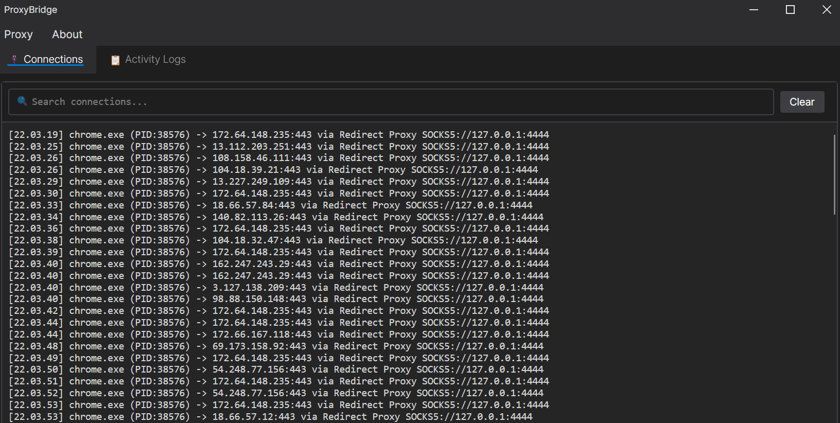 ProxyBridge Windows Main Interface