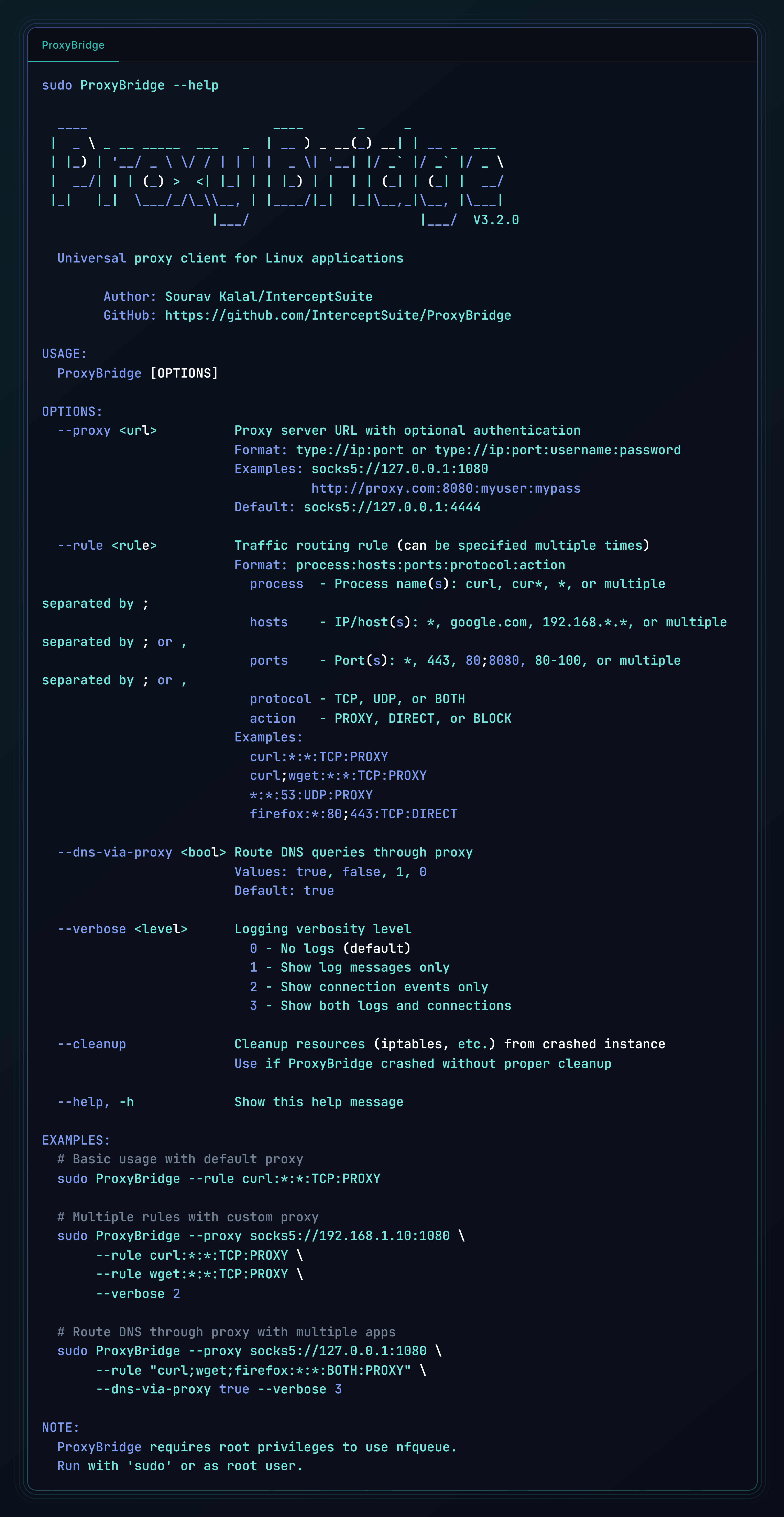 ProxyBridge Linux CLI