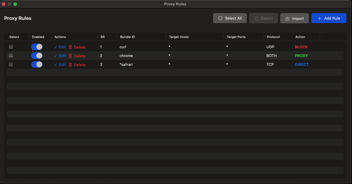 Proxy Rules macOS