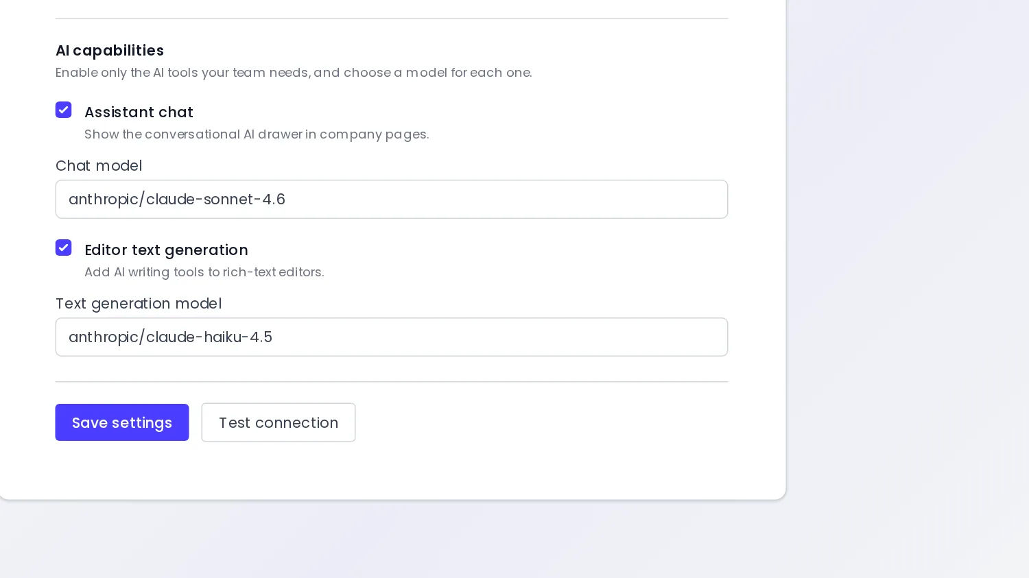 Choose AI chat and editor capabilities