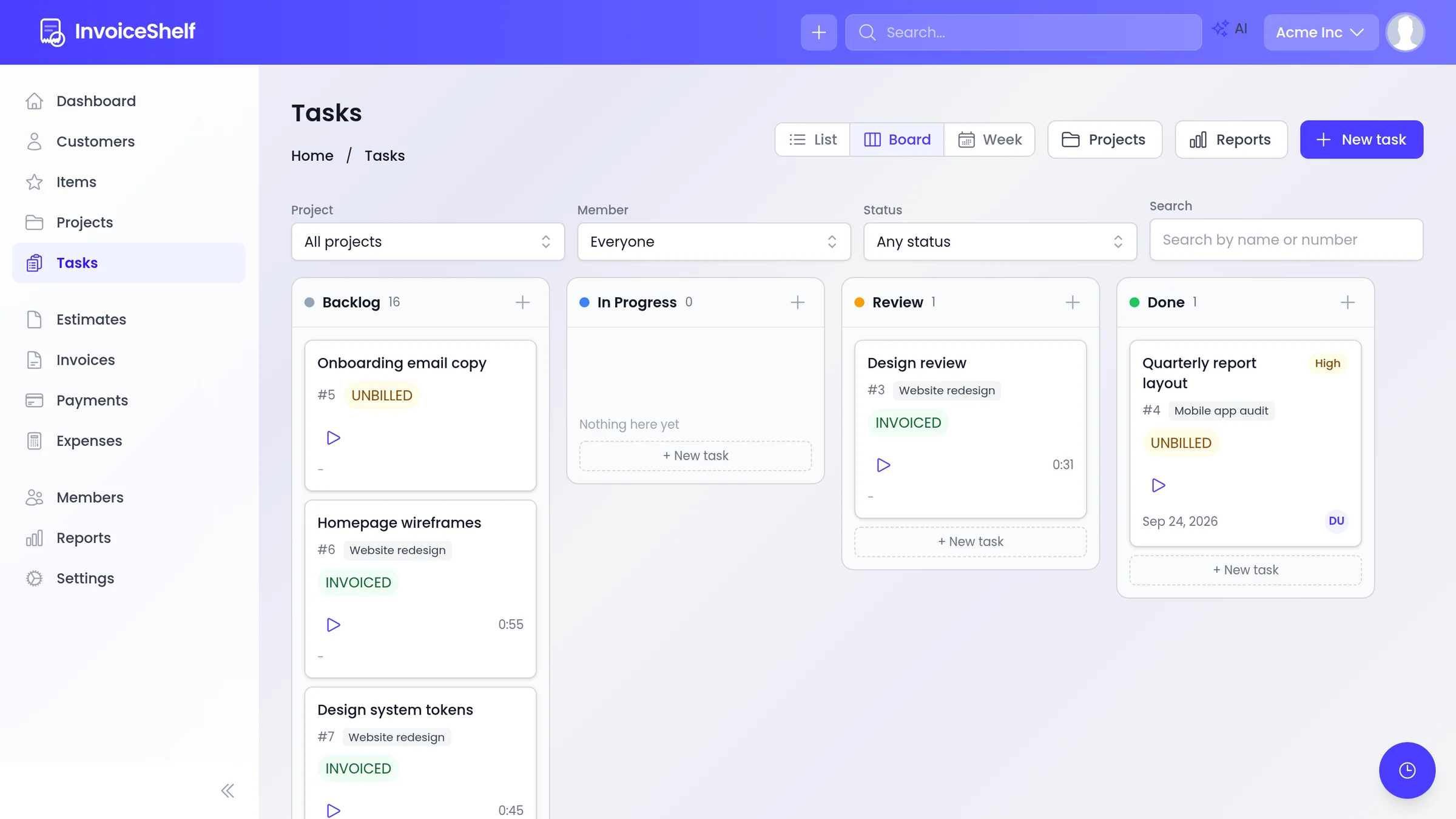 Tasks and Projects