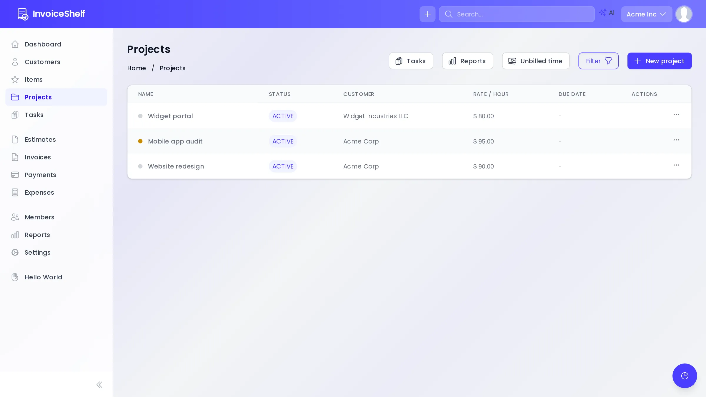 Projects and customer work