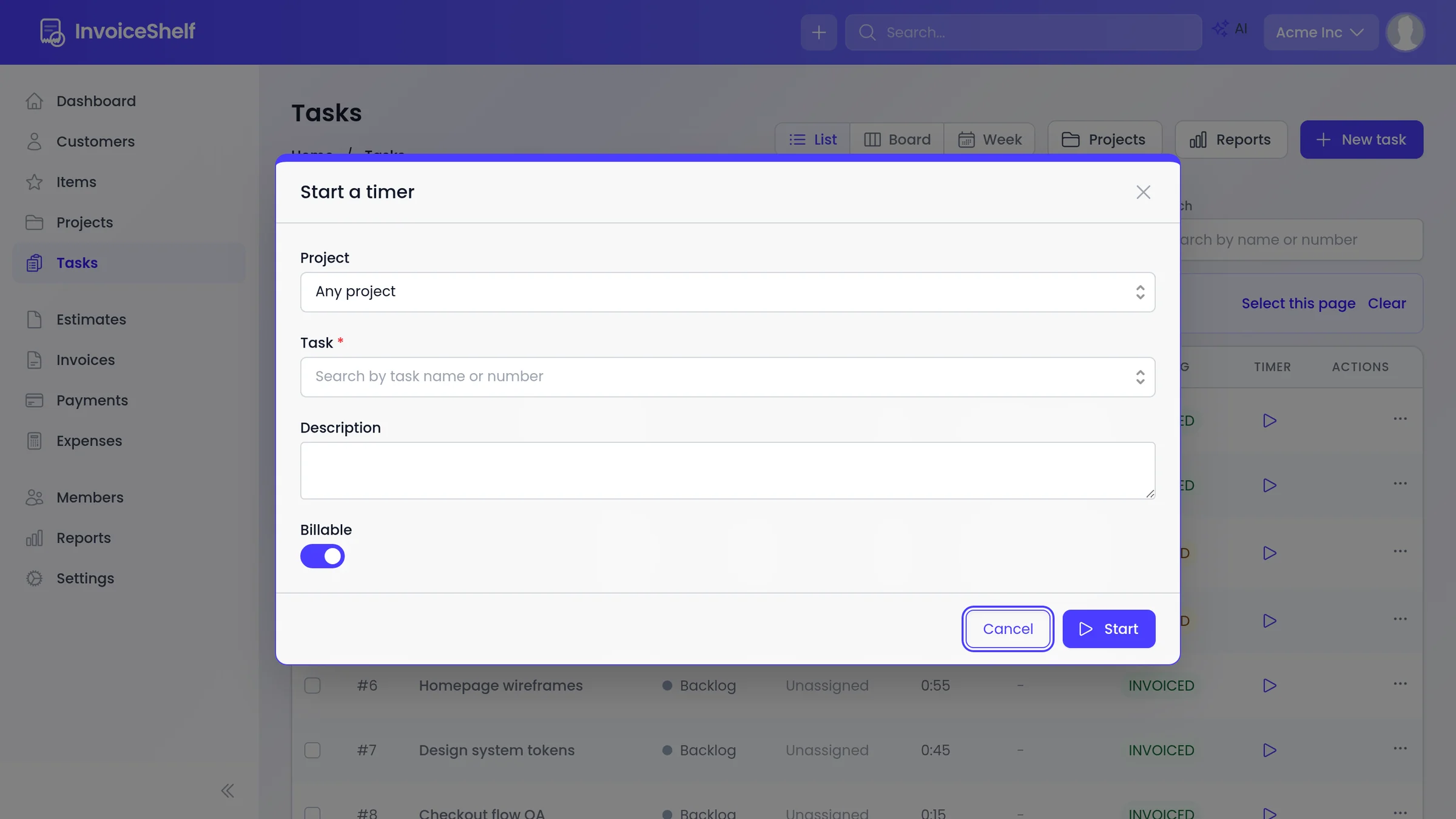 Start a timer from anywhere