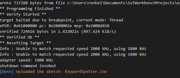 IoT Workbench: Device -> Uploaded