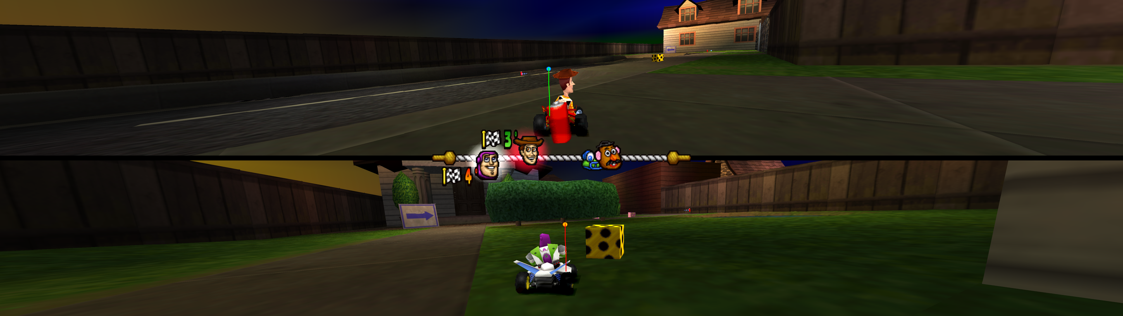 Toy Story Racer, two players in 32:9