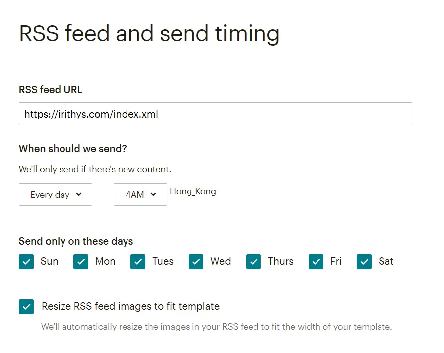 RSS feed and send timing
