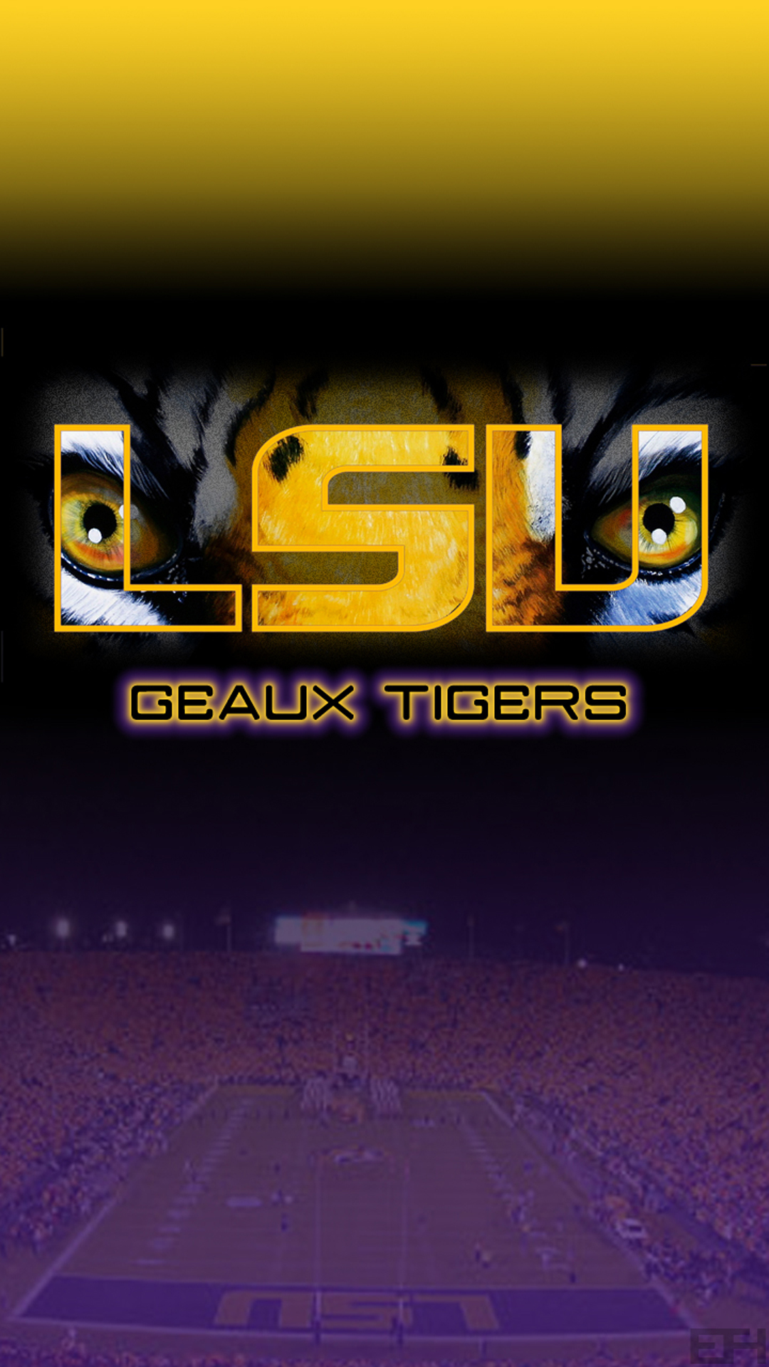 LSU — Tiger eyes composited through letterforms