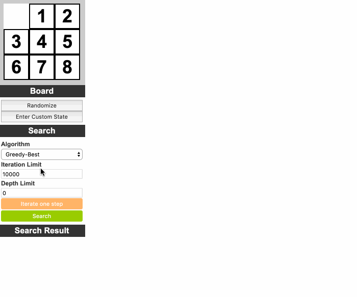 Demo of 8-puzzle-solver