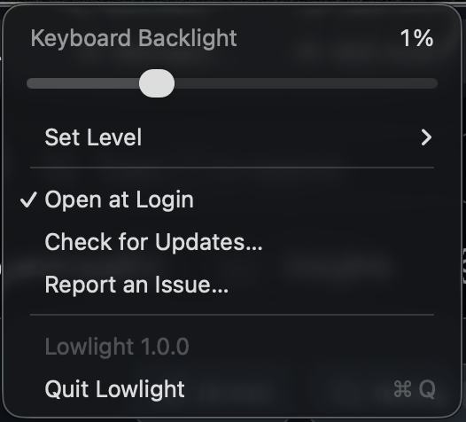 Lowlight menu