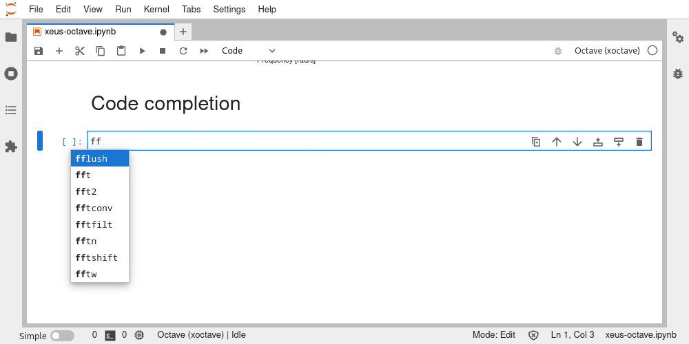 Dropdown completion of a function