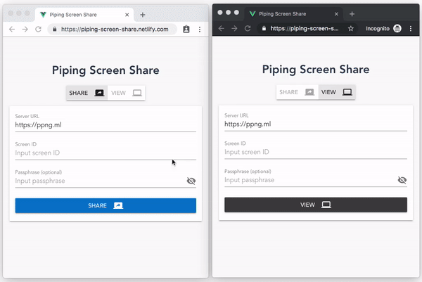Piping Screen Share Demo
