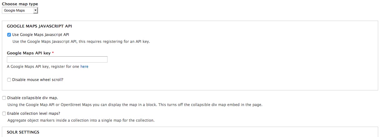 Google Maps Javascript options screenshot