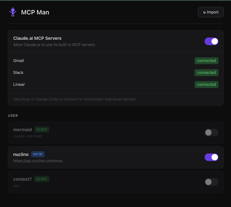 MCP Man main view
