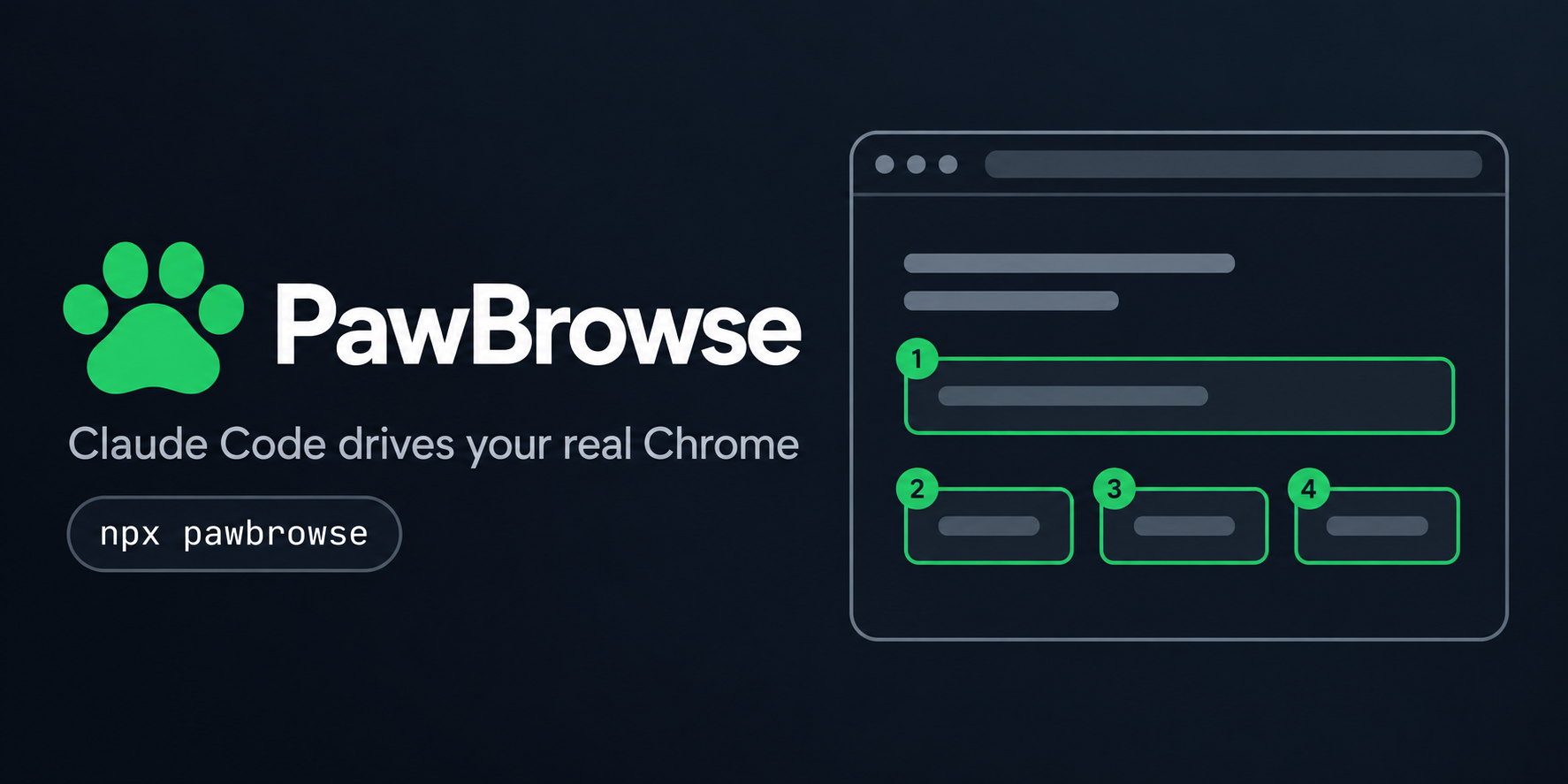 PawBrowse — Claude Code drives your real Chrome
