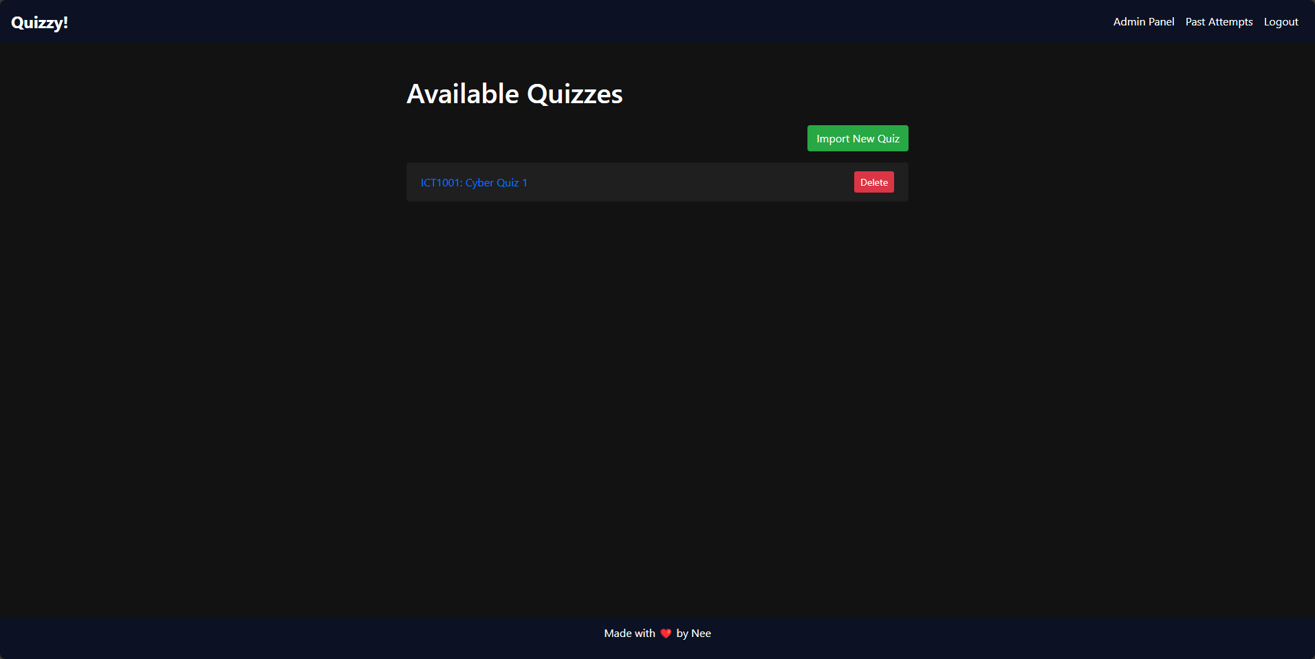 Quizzes List