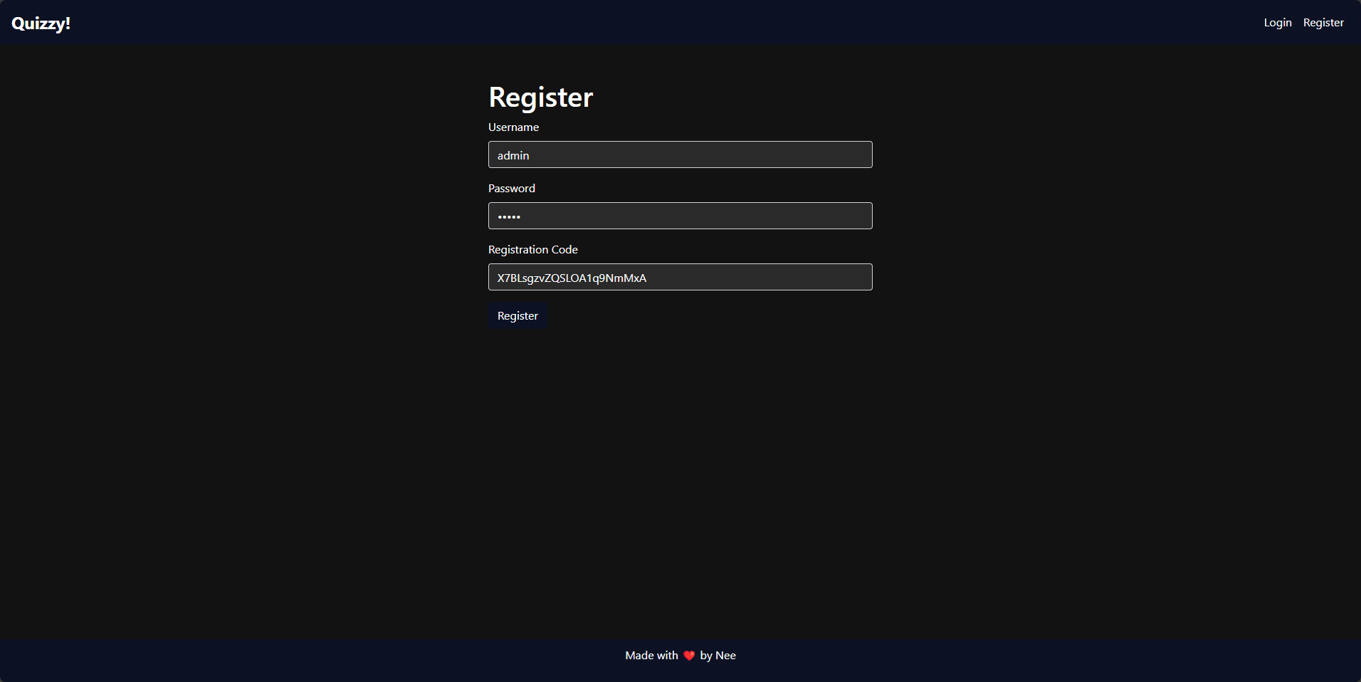 Register Page