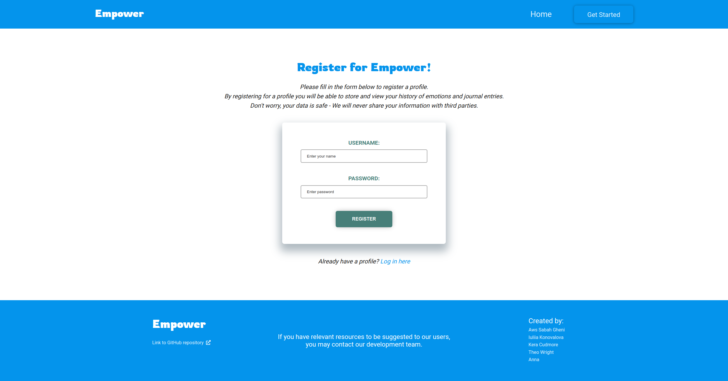 Registration Page image