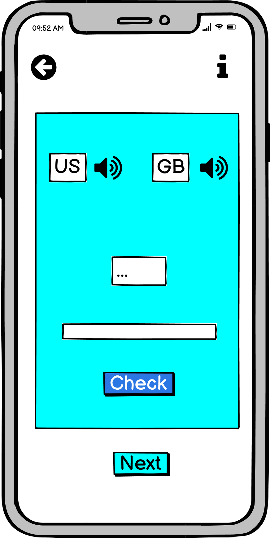 Spelling Quiz Page. Mobile Screen