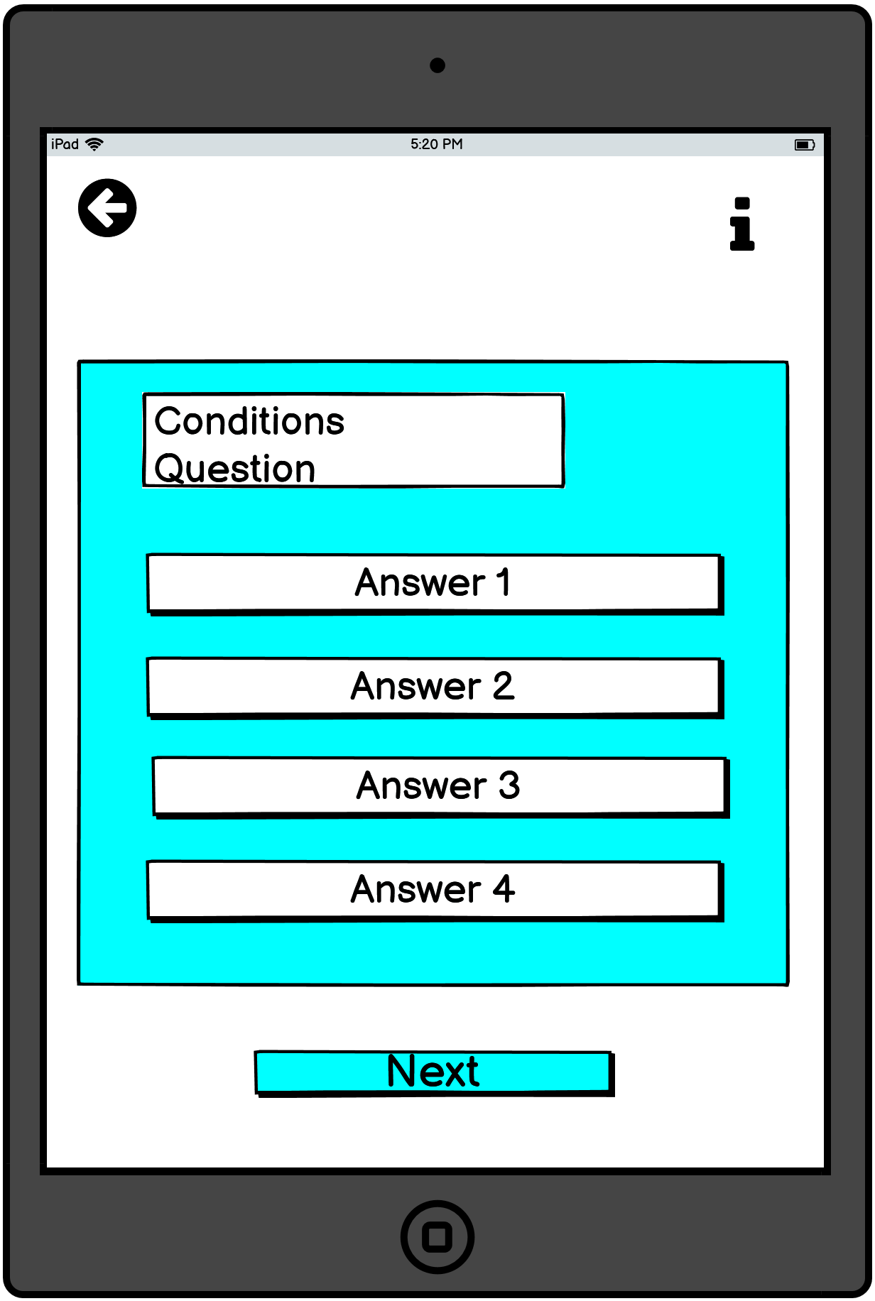 Grammar Quiz Page. Tablet Screen