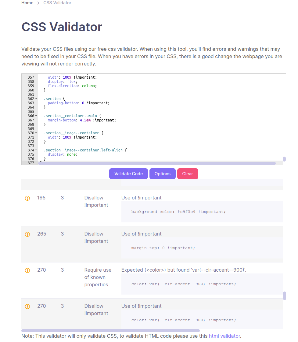 css validation