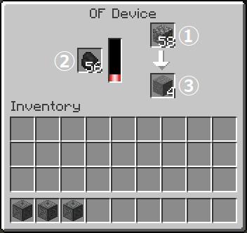 The upper right slot for materials, the left slot for fuel, and the bottom right slot for products