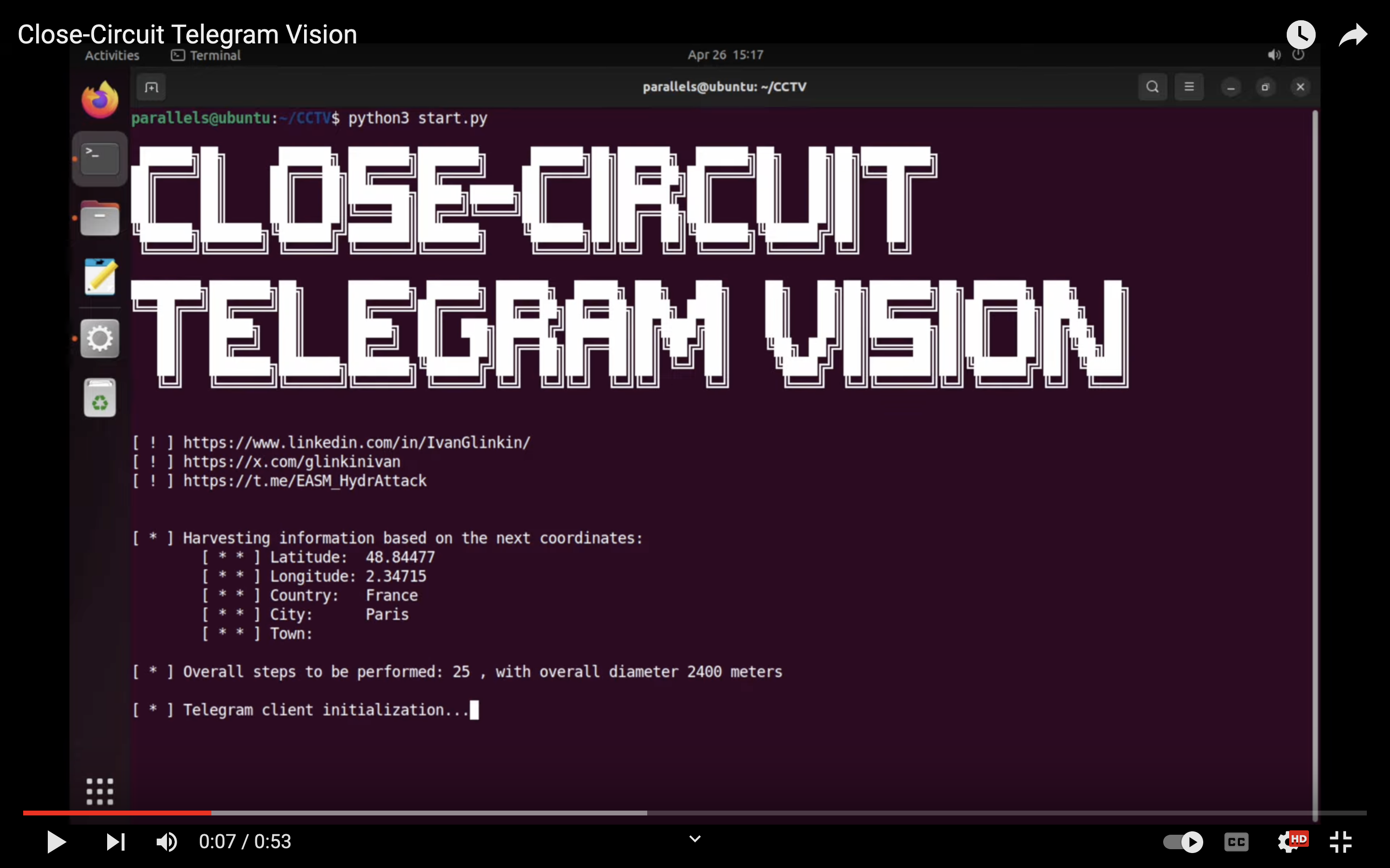 Close-Curcuit Telegram Vision PoC