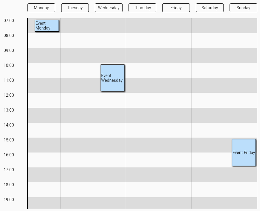 Weekly timetable styled