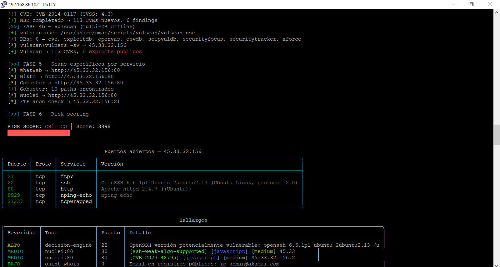阶段 4b vulscan 阶段 5 工具 阶段 6 风险评分 富表格