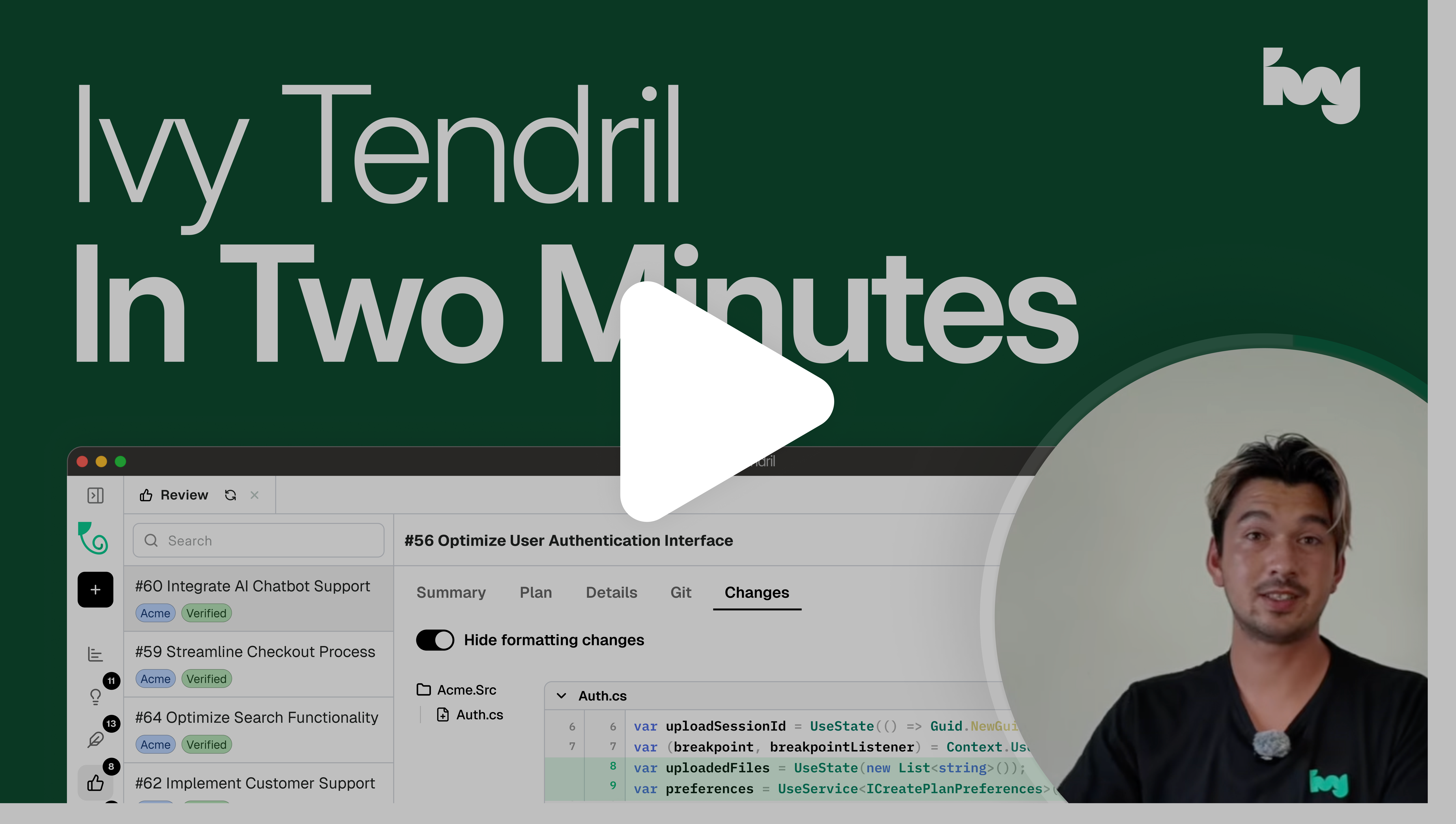 Ivy Tendril in two minutes: watch on YouTube