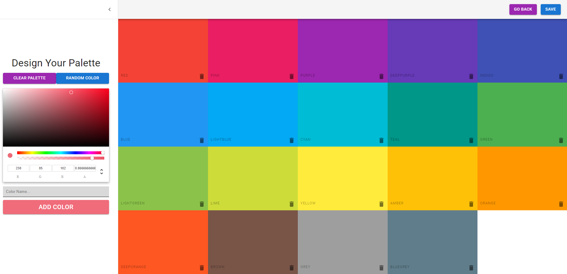 Custom Color Palette 