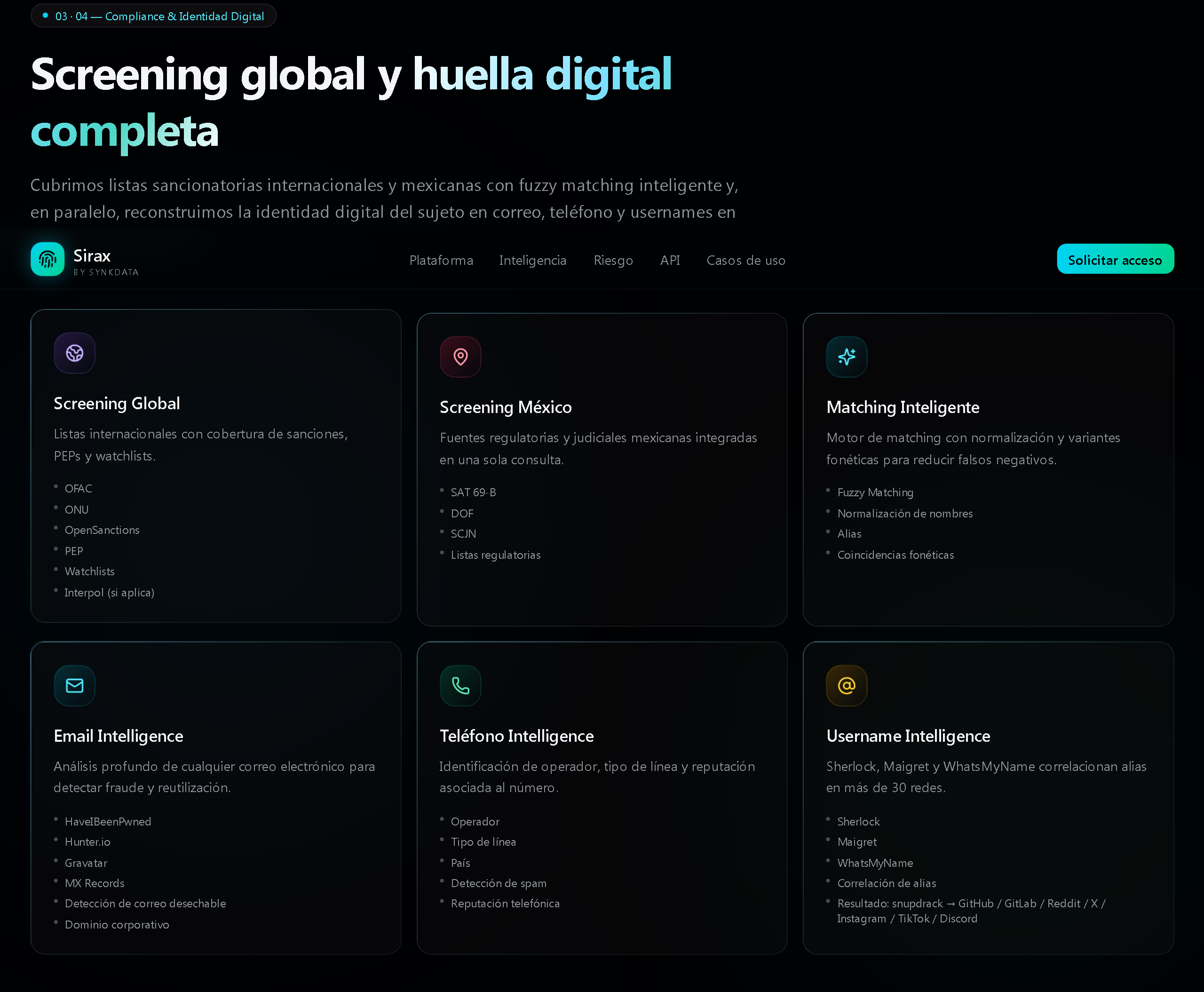 SIRAX Digital Footprint Interface